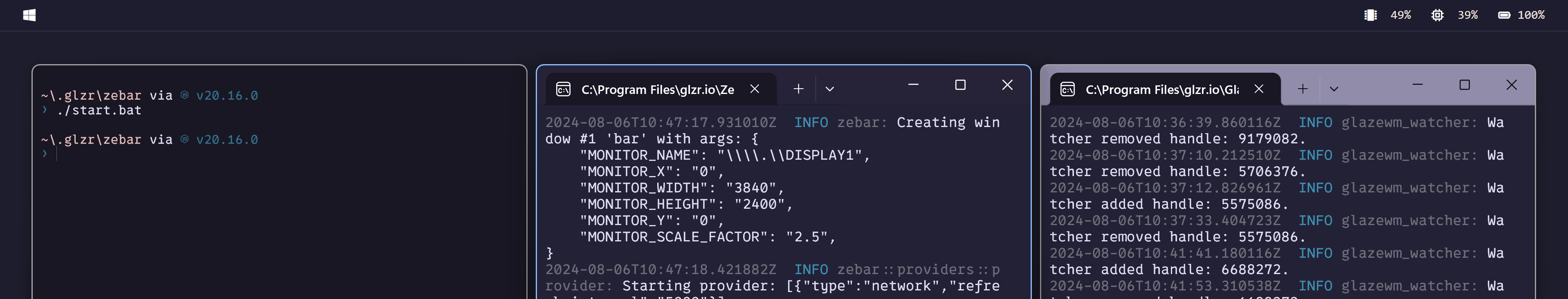 GlazeWM - тайловый оконный менеджер для Windows