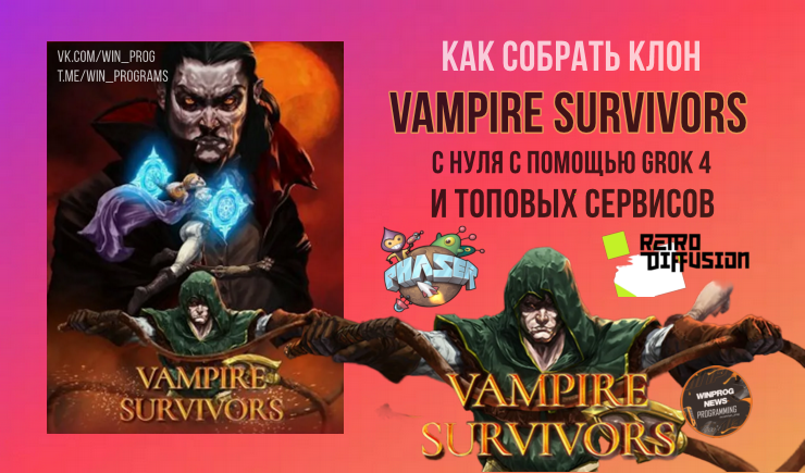Как собрать клон Vampire Survivors с нуля с помощью Grok 4 и топовых сервисов