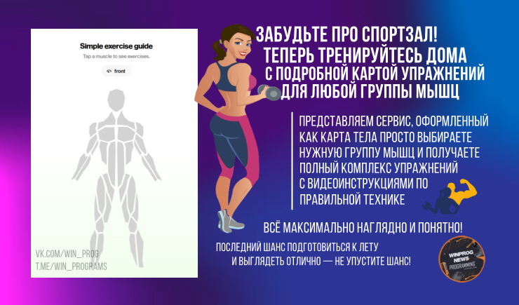 Забудьте про спортзал! Теперь тренируйтесь дома с подробной картой упражнений для любой группы мышц