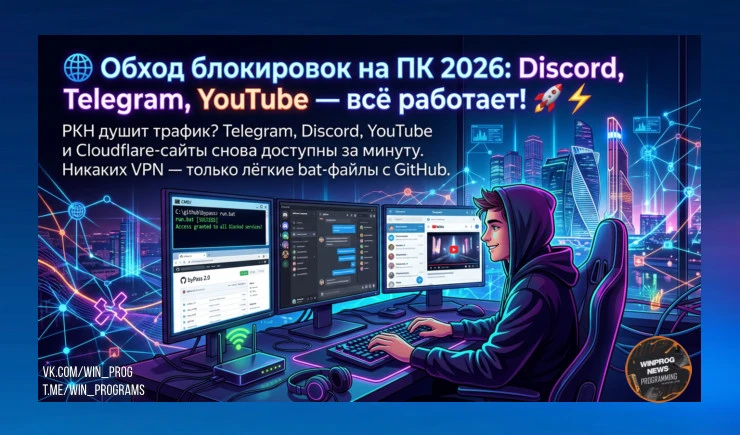 Обход блокировок на ПК 2026: Discord, Telegram, YouTube — всё работает!