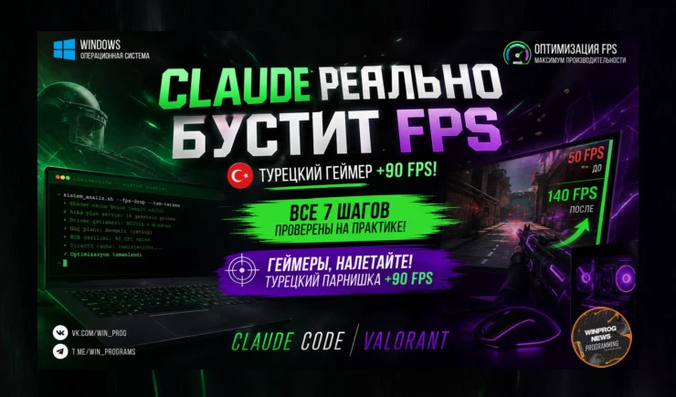 Claude реально бустит FPS в играх — турецкий геймер +90 FPS!