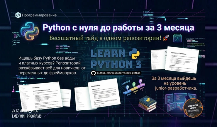 Python с нуля до работы за 3 месяца — бесплатный гайд в одном репозитории!