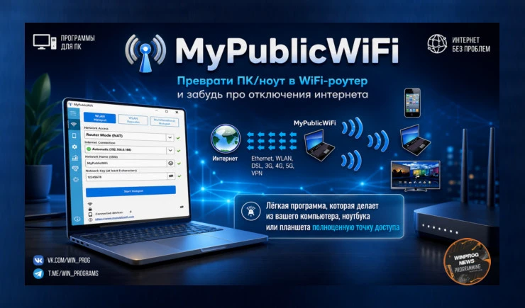 Преврати ПК/ноут в WiFi-роутер и забудь про отключения интернета