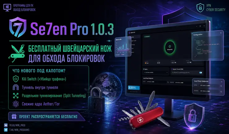 Se7en Pro 1.0.3: бесплатный швейцарский нож для обхода блокировок вышел на GitHub