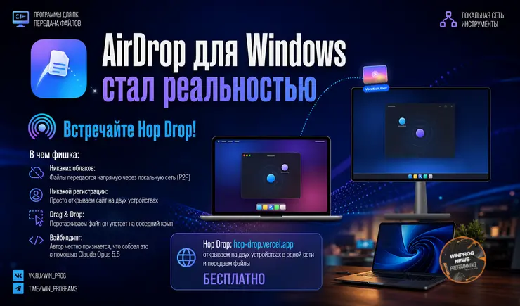 AirDrop для Windows стал реальностью: встречайте Hop Drop!