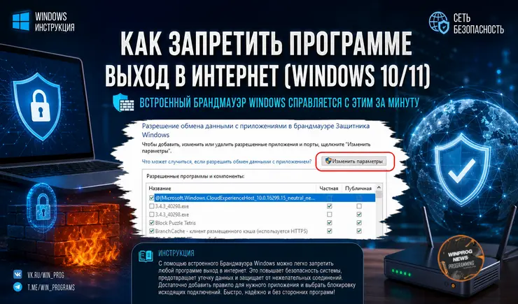 Как запретить программе выход в интернет (Windows 10/11)