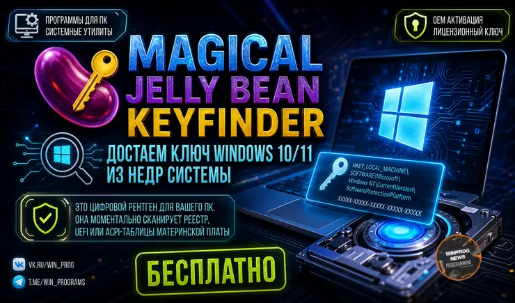 Достаем ключ Windows 10/11 из недр системы: Magical Jelly Bean KeyFinder