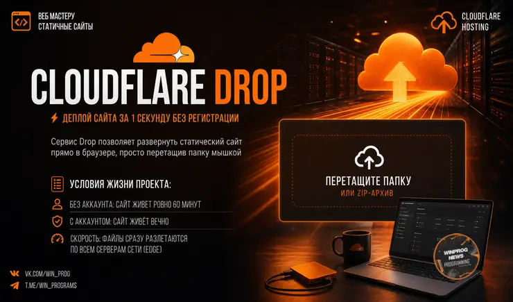 Cloudflare Drop: деплой сайта за 1 секунду без регистрации