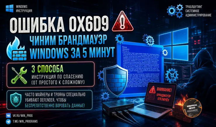 Ошибка 0x6d9: чиним Брандмауэр Windows за 5 минут