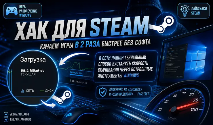 Хак для Steam: качаем игры в 2 раза быстрее без софта