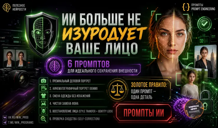 ИИ больше не изуродует ваше лицо: 6 промптов для идеального сохранения внешности