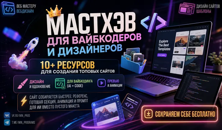 Мастхэв для вайбкодеров и дизайнеров: 10+ ресурсов для создания топовых сайтов