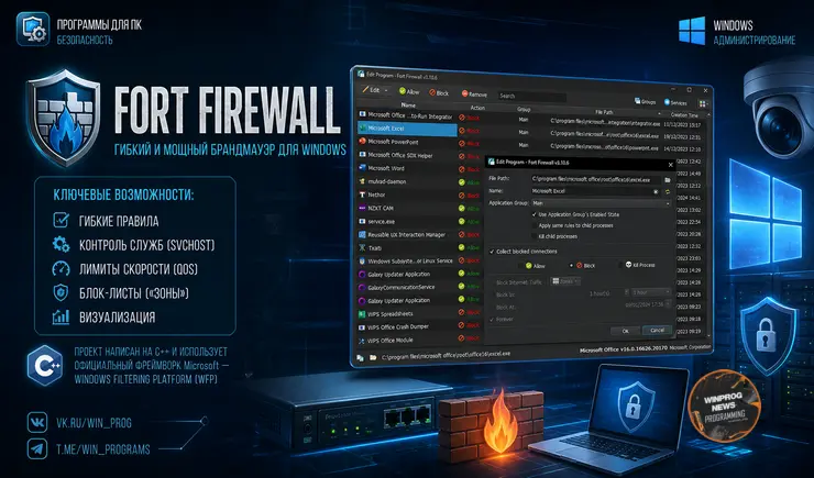 Fort Firewall: полный контроль над сетью Windows без лишних сложностей